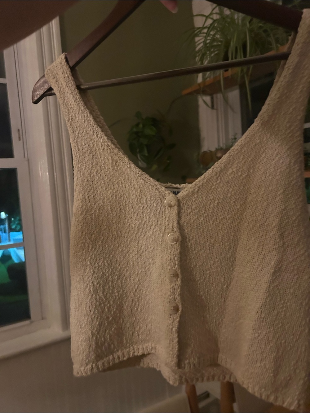 Small petite Button-Front Knit Crop Tank 100% cotton